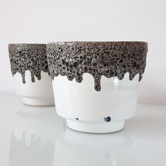 Pair of Emons & Sohne: es keramik vintage lava glaze planters circa 1960s - Picture 5 of 16